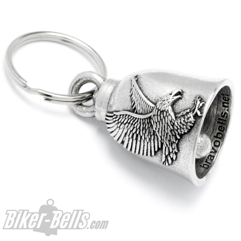 Biker-Bell detaillierter Adler mit ausgebreiteten Schwingen Motorrad Glücksglöckchen